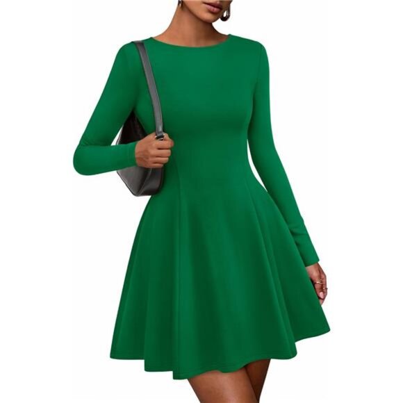 Women Elegant Flowy A Line Dress Green - Picture 1 of 6